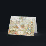 Beatrix Potter Peter and Friends in the Garden Note Card<br><div class="desc">These favourite characters of Beatrix Potter stories are a favourite for little ones. This image features English garden greenery with many of Peter's friends and neighbours. Benjamin Bunny,  Jemima Puddle Duck,  Squirrel Nutkin,  and Tom Kitten and many others will make your notes to friends and family truly special!</div>