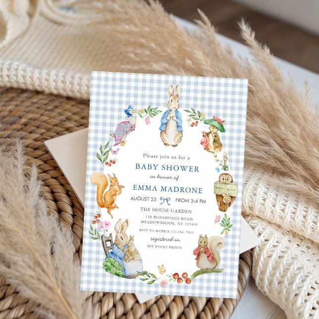 Beatrix Potter Peter Rabbit Blue Baby Shower Invitation (Creator Uploaded)