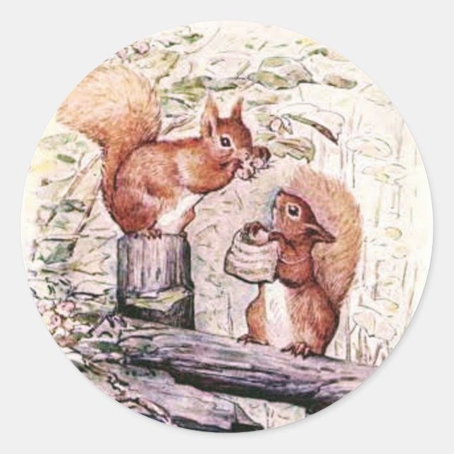 Beatrix Potter The Tale of Squirrel Nutkin Classic Round Sticker (Front)