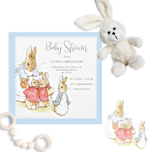 Beatrix Potter Vintage Blue Boy Baby Shower Invitation