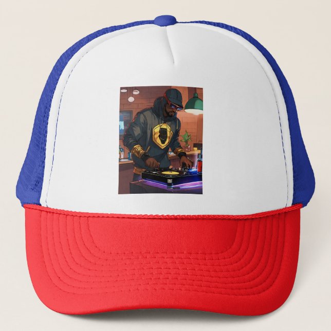 "Beats & Bass: DJ-Inspired Streetwear Cap Design" (Front)
