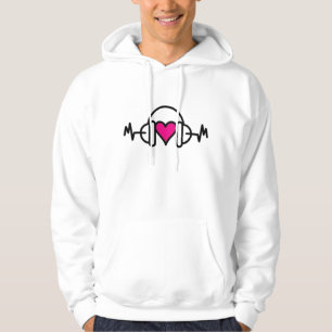 Beats of Love Pink heart with pulse & headphone Hoodie