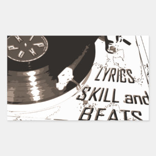 BEATS SKILL LYRICS RECORD PLAYER RECTANGULAR STICKER