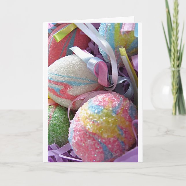 BEATUTIFUL MESSAGE/GLITTERY EGGS FOR EASTER CARD (Front)