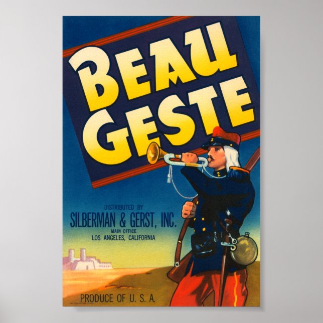 Beau Geste Vintage Crate Label Poster (Front)