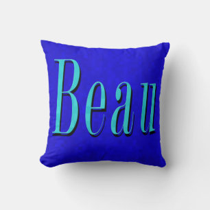 Beau Name Logo On Blue Mosaic, Cushion