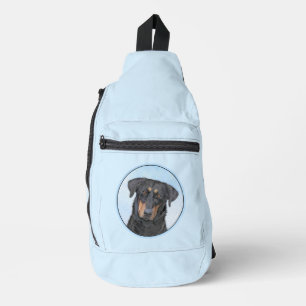Beauceron Black and Tan Painting Sheepdog Dog Art Sling Bag