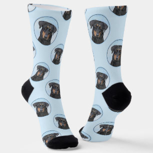 Beauceron Black and Tan Painting Sheepdog Dog Art Socks