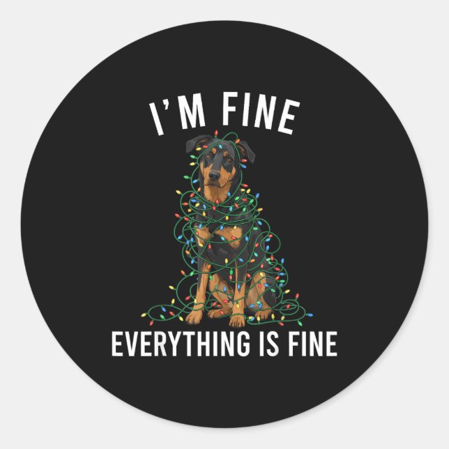 Beauceron Christmas I'm Fine Everything Is Fine  Classic Round Sticker (Front)