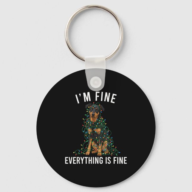 Beauceron Christmas I'm Fine Everything Is Fine  Key Ring (Front)