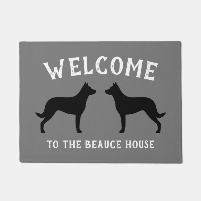 Beauceron Dog Breed Silhouettes Custom Doormat (Front)
