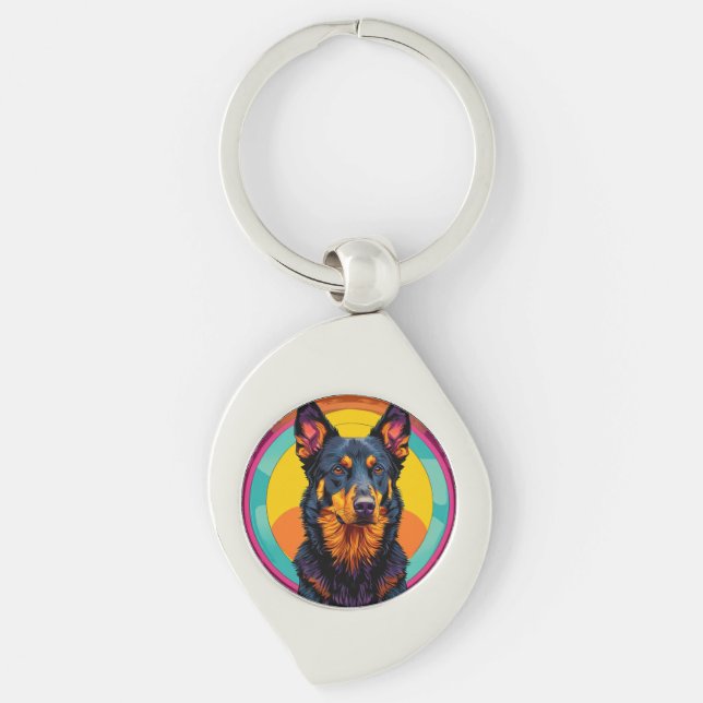 Beauceron dog Colourful Illustration Key Ring (Front)