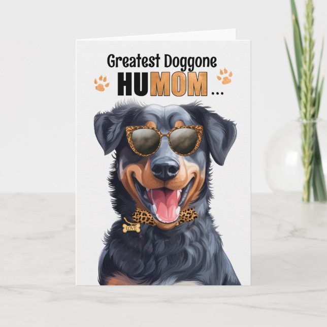 Beauceron Dog Greatest HuMOM Mother's Day Holiday Card (Front)