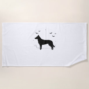 Beauceron Dog – Halloween Moon Silhouette Classic  Beach Towel
