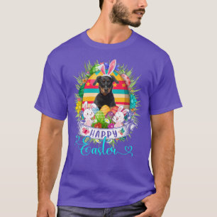 Beauceron Dog In Easter Eggs Basket Bunnies Happy T-Shirt