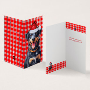 Beauceron Dog Red Plaid Holiday Card