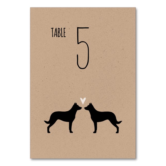 Beauceron Dog Silhouettes Wedding Reception Table Number (Back)
