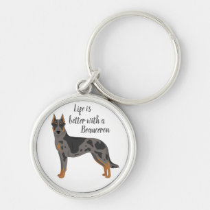 Beauceron. French shorthair shepherd dog Key Ring