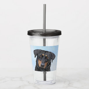 Beauceron Painting - Cute Original Dog Art Acrylic Tumbler