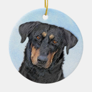 Beauceron Painting - Cute Original Dog Art Ceramic Tree Decoration