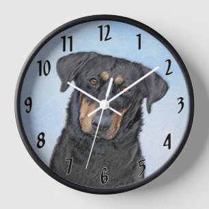 Beauceron Painting - Cute Original Dog Art Clock