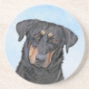 Beauceron Painting - Cute Original Dog Art Coaster