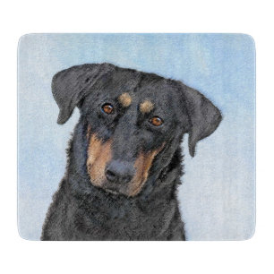 Beauceron Painting - Cute Original Dog Art Cutting Board