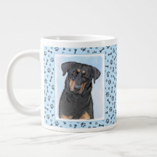 Beauceron Painting - Cute Original Dog Art Large Coffee Mug