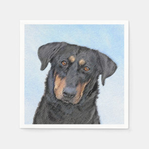 Beauceron Painting - Cute Original Dog Art Napkin