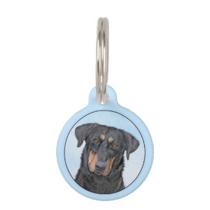 Beauceron Painting - Cute Original Dog Art Pet Tag