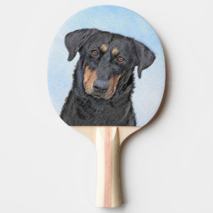 Beauceron Painting - Cute Original Dog Art Ping Pong Paddle