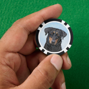 Beauceron Painting - Cute Original Dog Art Poker Chips
