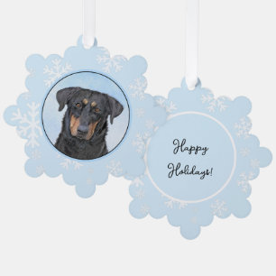 Beauceron Painting - Cute Original Dog Art Tree Decoration Card