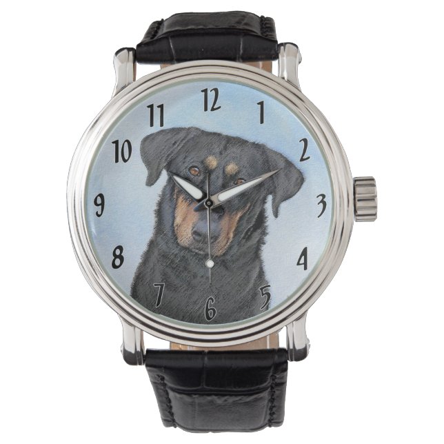 Beauceron Painting - Cute Original Dog Art Watch (Front)