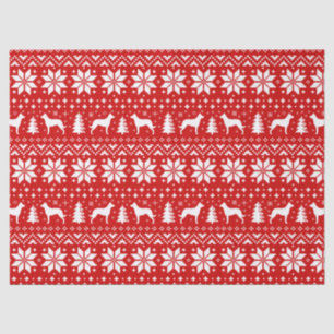 Beauceron Silhouettes Christmas Pattern Red Tissue Paper