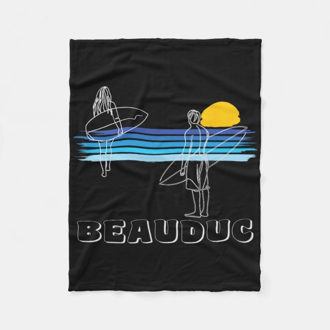 Beauduc Surfing Beach Surf Guy Girl  Fleece Blanket (Front)