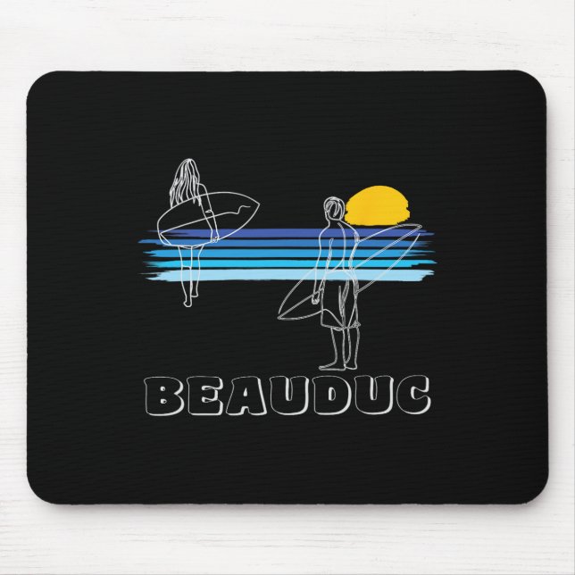 Beauduc Surfing Beach Surf Guy Girl  Mouse Pad (Front)