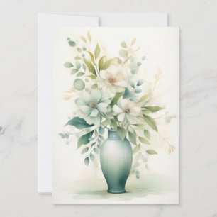 Beauftiful Flowers in a Vase Hello Flat Card