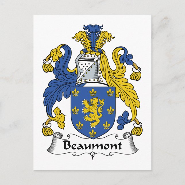 Beaumont Family Crest Postcard (Front)