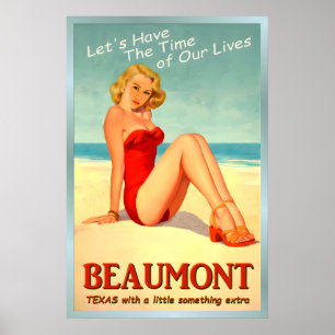 BEAUMONT Texas New Original Gulf Beach Travel Poster