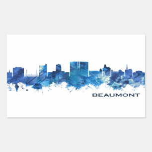 Beaumont Texas Skyline Blue Rectangular Sticker