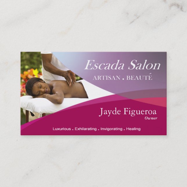 Beauté Salon Day Spa Massage Therapy Aromatherapy Business Card (Front)
