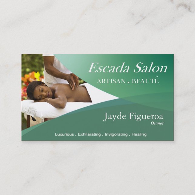 Beauté Salon Day Spa Massage Therapy Aromatherapy Business Card (Front)