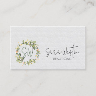 Beautician Beauty Monogram Business Card