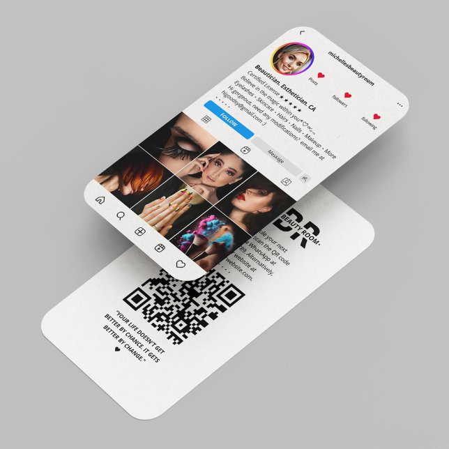 Beautician Beauty Salon Instagram White Modern  Business Card (Beautician Esthetician Aesthetic Beauty Salon Instagram White Modern Business Card
)