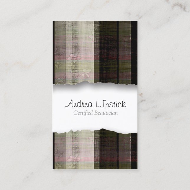 Beautician Business Card Butterfly Stripes (Front)