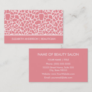 Beautician Chic Pink Giraffe Animal Print Salon Business Card