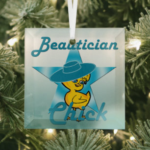 Beautician Chick #7 Glass Tree Decoration