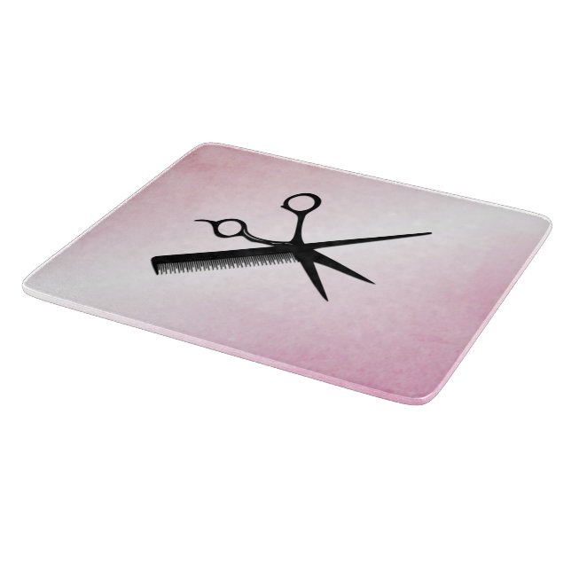 Beautician Design Pink Glass Cutting Board (Corner)