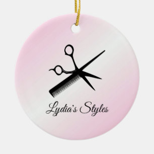 Beautician Design Pink Personal Ceramic Tree Decoration